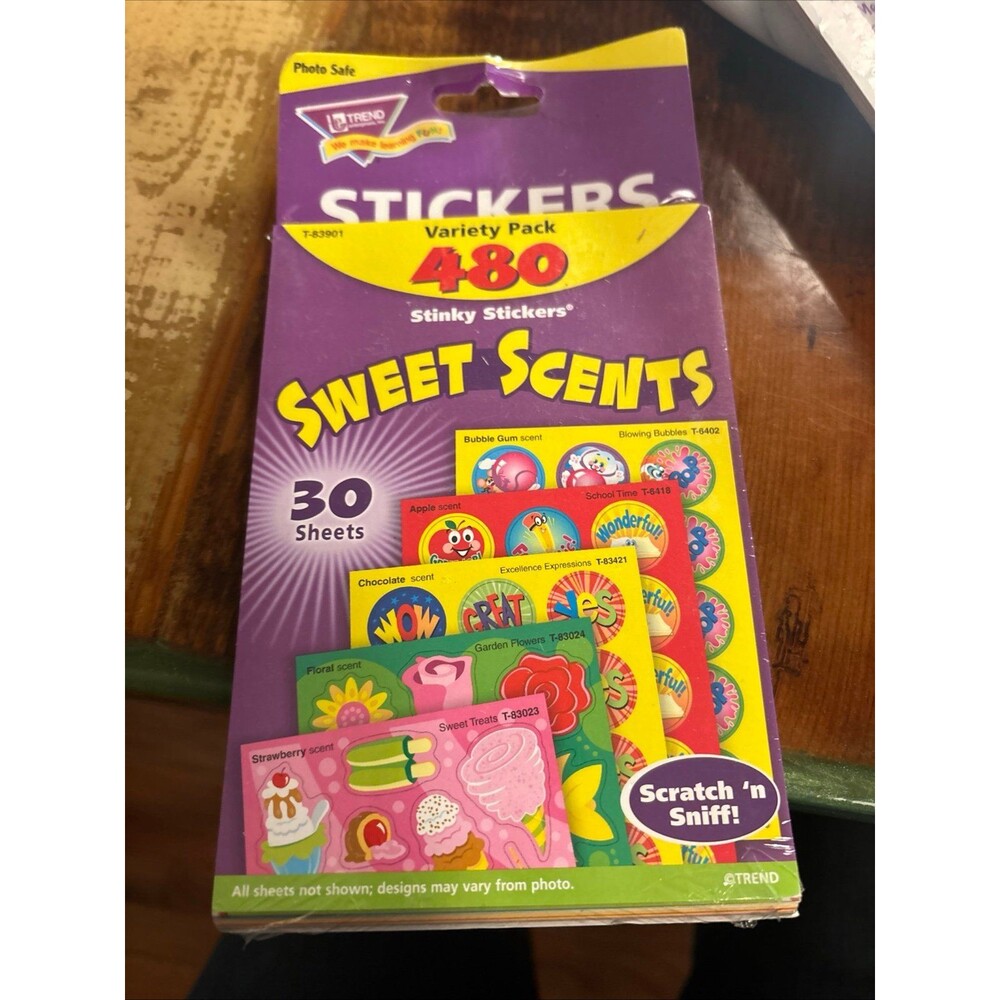 Vtg New Stinky Stickers 480 sweet scents scratch and sniff stickers